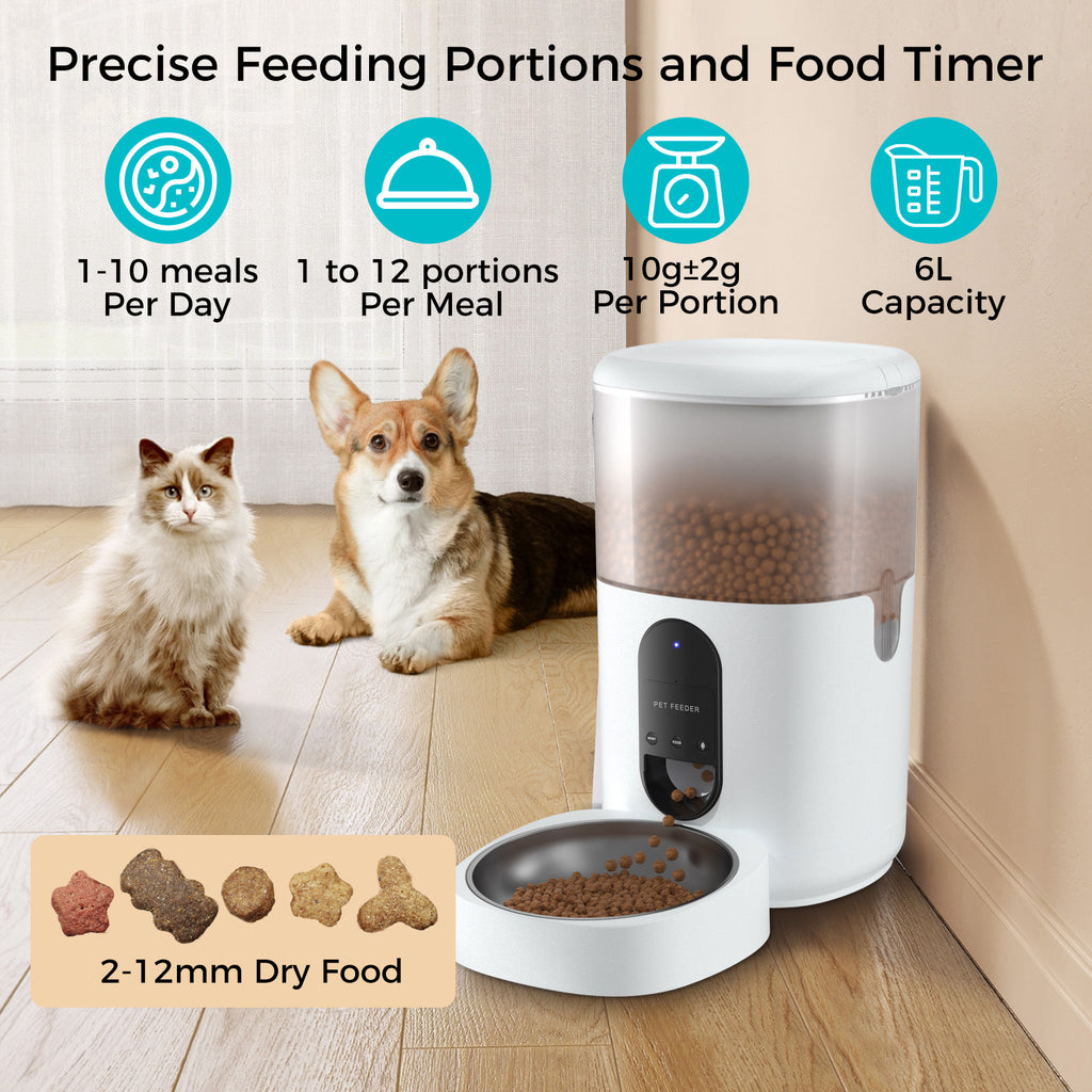 eco4life WiFi Smart Pet Feeder (6L) with Stainless Steel Food Bowl SC-PF200