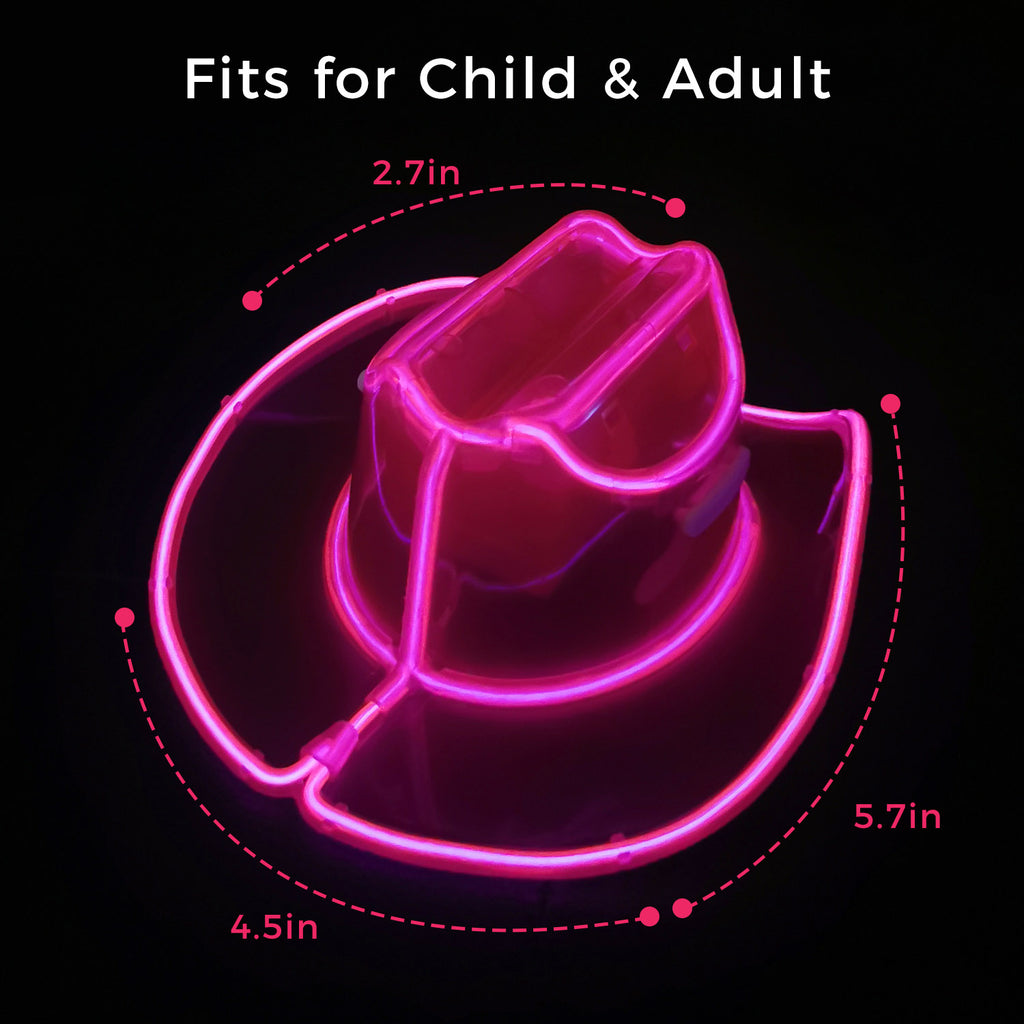 Neon Cowboys Mini LED Neon Light Up Cowboy Hat - 3 Flashing  display picture 1