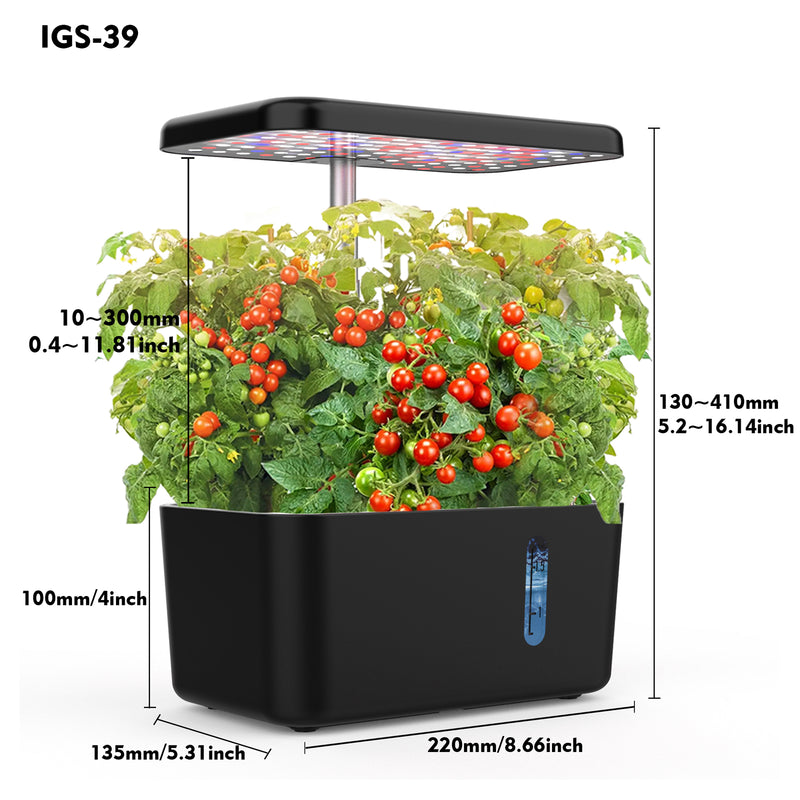 Indoor Hydroponic Growing System with LED Grow Light, Quiet Smart Water Pump, 5 Pods, Automatic Timer, Perfect for Herbs, Vegetables and Fruits, Ideal Home Office Gardening Gift