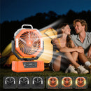 20000mAh Rechargeable Camping Fan with Mist, Portable Battery Powered Fan with LED Light, Remote Control, Oscillation, USB Output & Sleep Timer for Outdoor, RV, Emergency Use