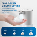Automatic Soap Dispenser Touchless – 400ml Foaming Hand Soap Dispenser for Bathroom & Kitchen, Wall Mount or Countertop, 4 Adjustable Foam Levels, Rechargeable, IPX5 Waterproof