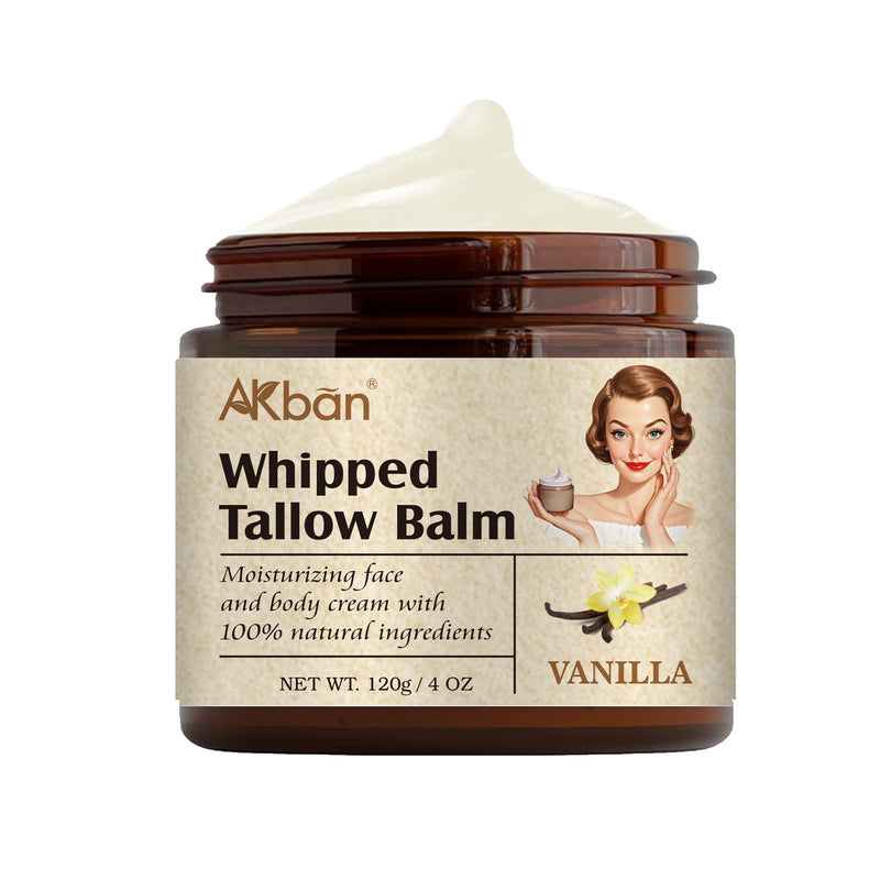 Beef Tallow Balm for Skin Care, Natural Moisturizing Face & Body Cream, Organic Ingredients, Vanilla Scent,120g/4.oz