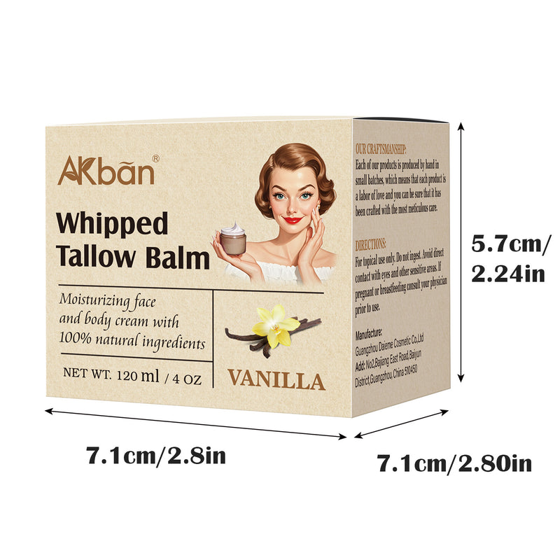 Beef Tallow Balm for Skin Care, Natural Moisturizing Face & Body Cream, Organic Ingredients, Vanilla Scent,120g/4.oz