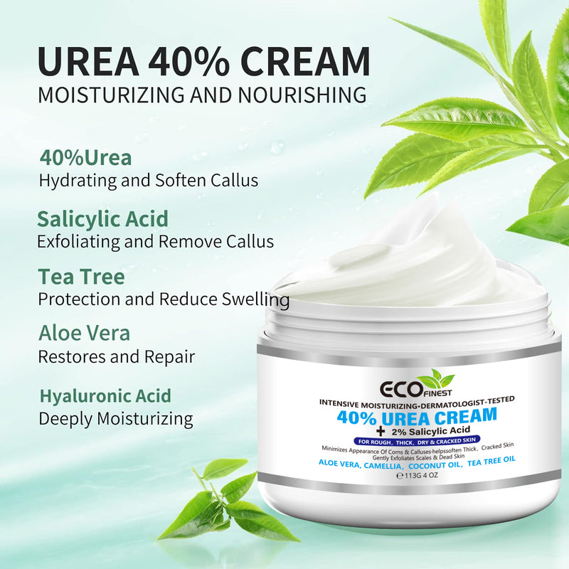 40% Urea Cream with 2% Salicylic Acid, For Rough, Dry and Cracked Skin, 113g/4.0 fl.oz