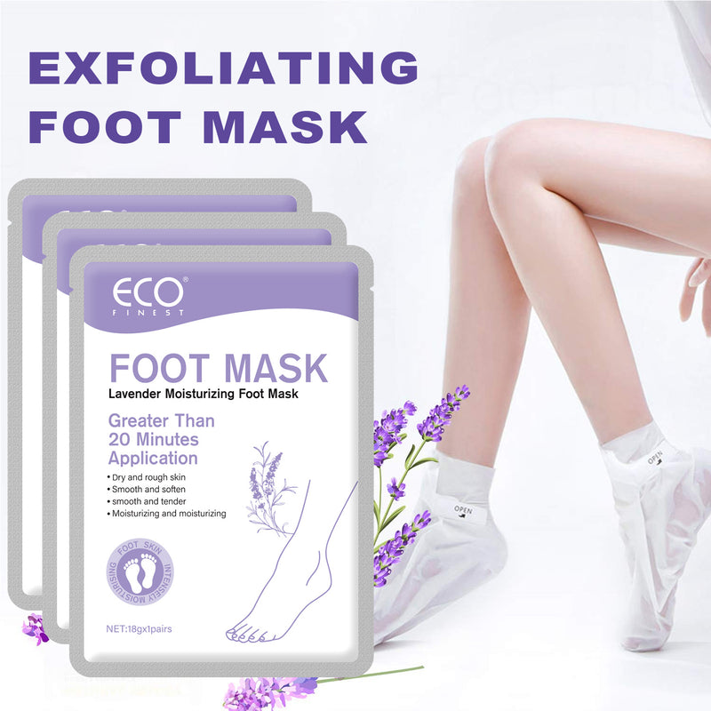 Lavender Moisturizing Foot Mask, Exfoliating & Nourishing for Soft, Smooth Feet, 18g x 3 Pairs