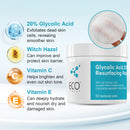 Glycolic Acid 20% Resurfacing Pads, Exfoliate, Brighten and Hydrate Skin with Vitamins & Green Tea, 50 Pads