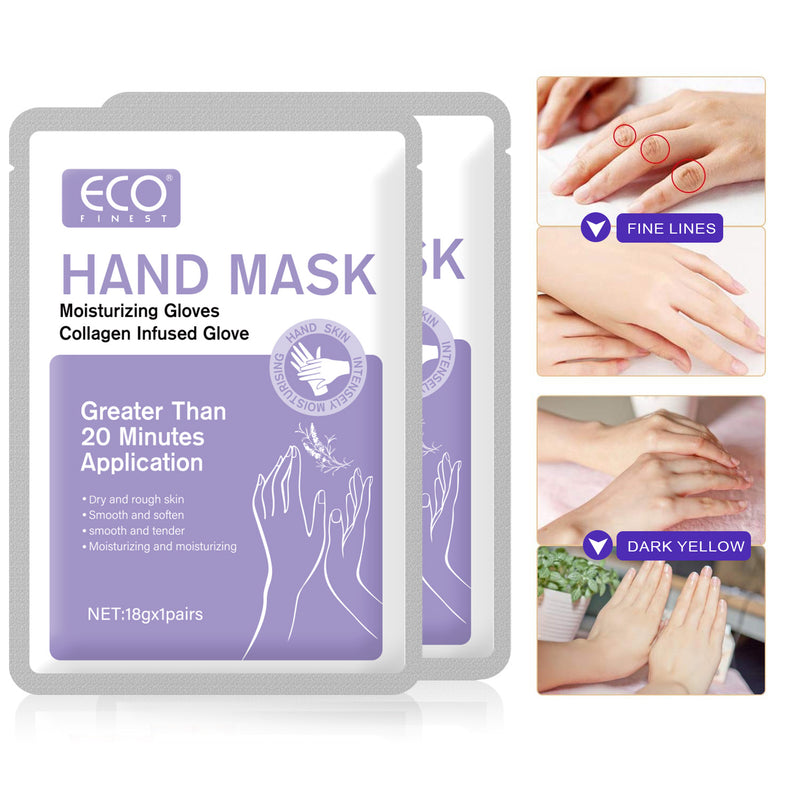 Hand Mask, Collagen-Infused Moisturizing Gloves for Smooth, Soft Hands, 18g x 3 Pairs