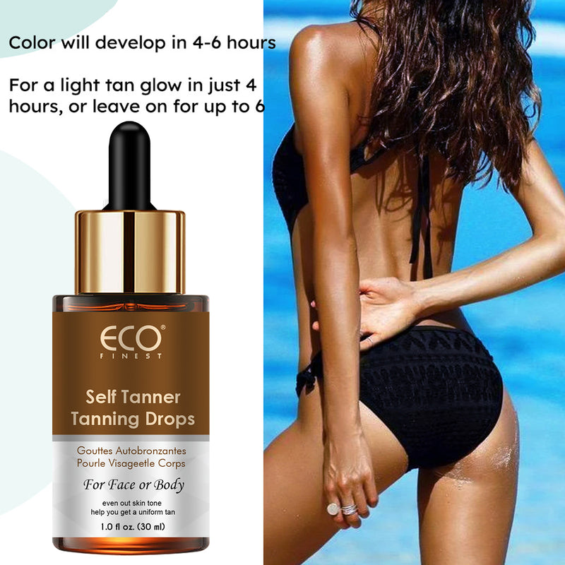 Self Tanner Tanning Drops, Natural Sun-Kissed Tan without UV Damage, 30ml/1.0 fl.oz