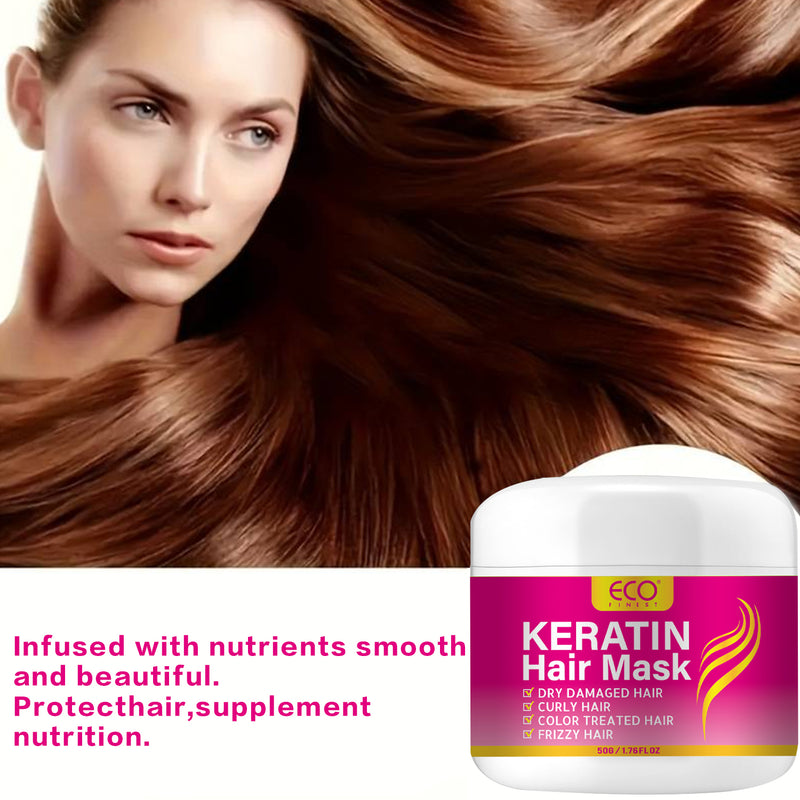 Keratin Hair Mask, Deep Nourishment for Dry, Curly, and Color-Treated Hair, 50g /1.76fl oz