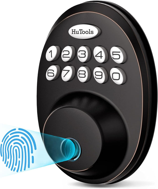 Fingerprint Door Lock, Keyless Entry Door Locks with Keypads, Electronic Deadbolt Lock Fingerprint with 20 User Codes, Auto Lock, Biometric Digital Locks for Interior Doors, Oil Rubbed Bronze