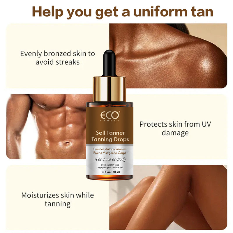 Self Tanner Tanning Drops, Natural Sun-Kissed Tan without UV Damage, 30ml/1.0 fl.oz