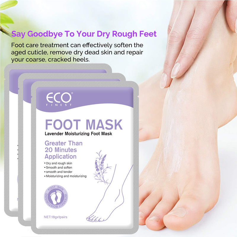 Lavender Moisturizing Foot Mask, Exfoliating & Nourishing for Soft, Smooth Feet, 18g x 3 Pairs