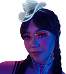 Neon Cowboys Mini LED Neon Light Up Cowboy Hat - 3 Flashing Modes Neon Wire Cowgirl Hat with Headband & Rhinestone Strap, Glow in the Dark Party Accessory for Festivals, Raves, Birthdays
