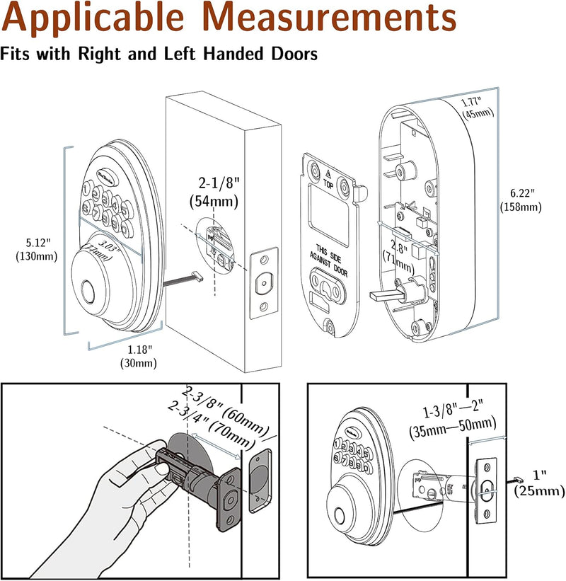 Fingerprint Door Lock, Keyless Entry Door Locks with Keypads, Electronic Deadbolt Lock Fingerprint with 20 User Codes, Auto Lock, Biometric Digital Locks for Interior Doors, Oil Rubbed Bronze