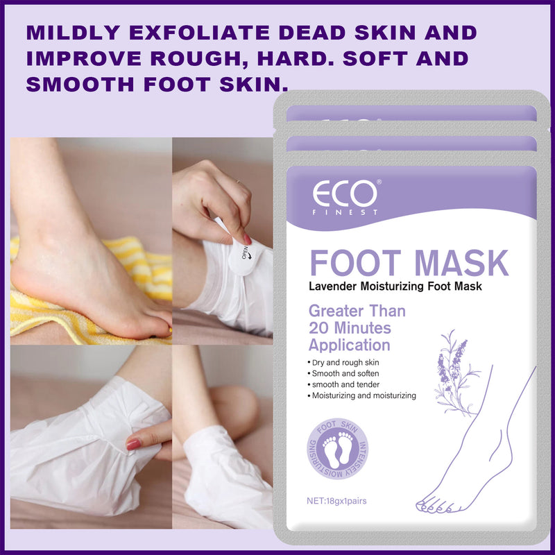 Lavender Moisturizing Foot Mask, Exfoliating & Nourishing for Soft, Smooth Feet, 18g x 3 Pairs