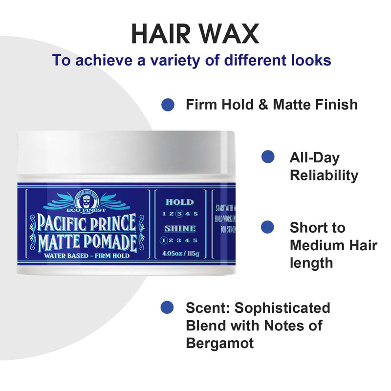 Strong Hold Hair Clay, Matte Finish with Bergamot Scent for All-Day Style, 4.05 Oz/115g