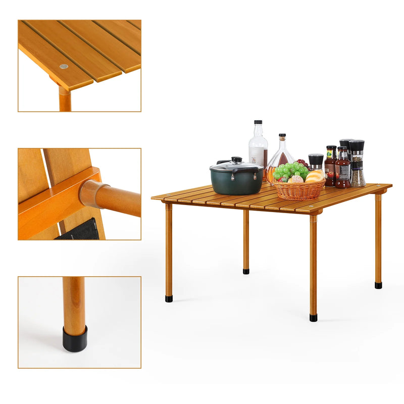 Folding Indoor/Outdoor All Purpose Portable Wooden Table for Picnics, Camping Beach, Tailgating, Patio, Kitchen, Living Room