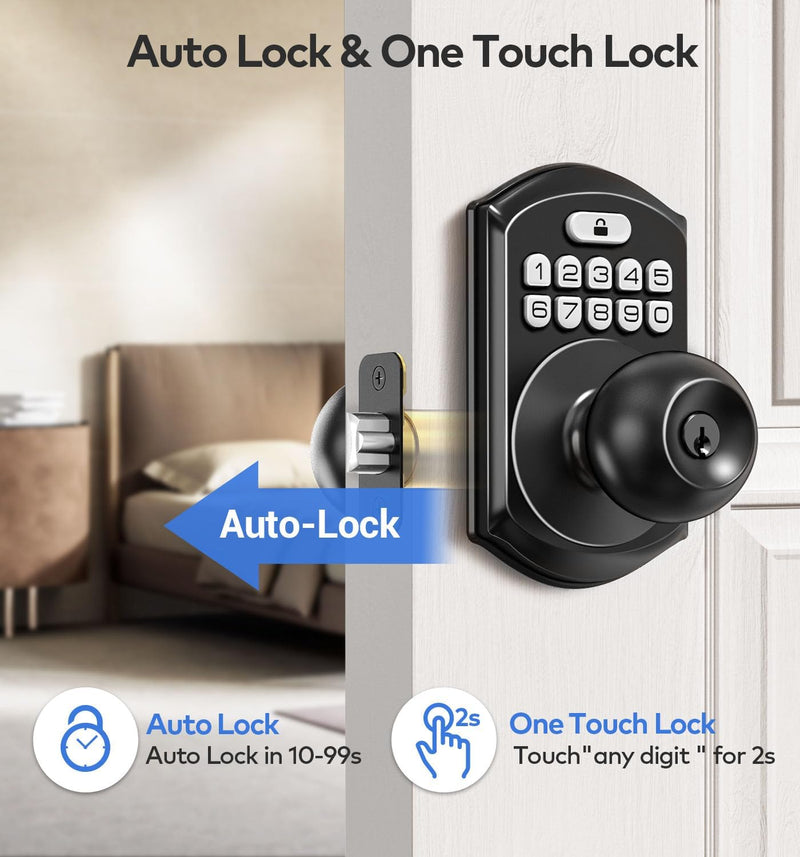 KS03 Electric Knob Lock with Keypad and Key Choose Color