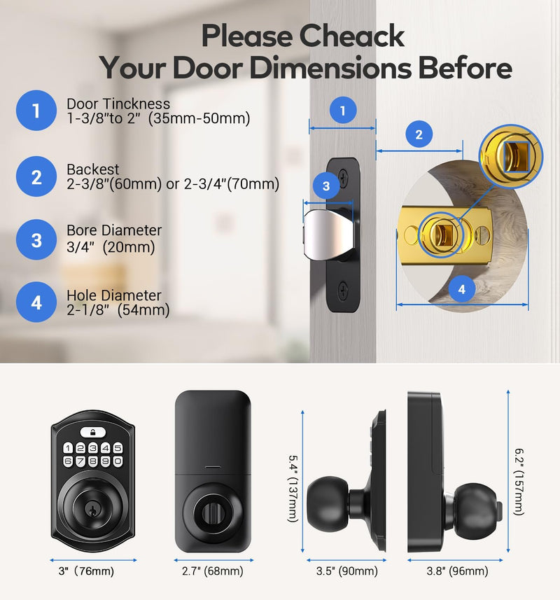 KS03 Electric Knob Lock with Keypad and Key Choose Color