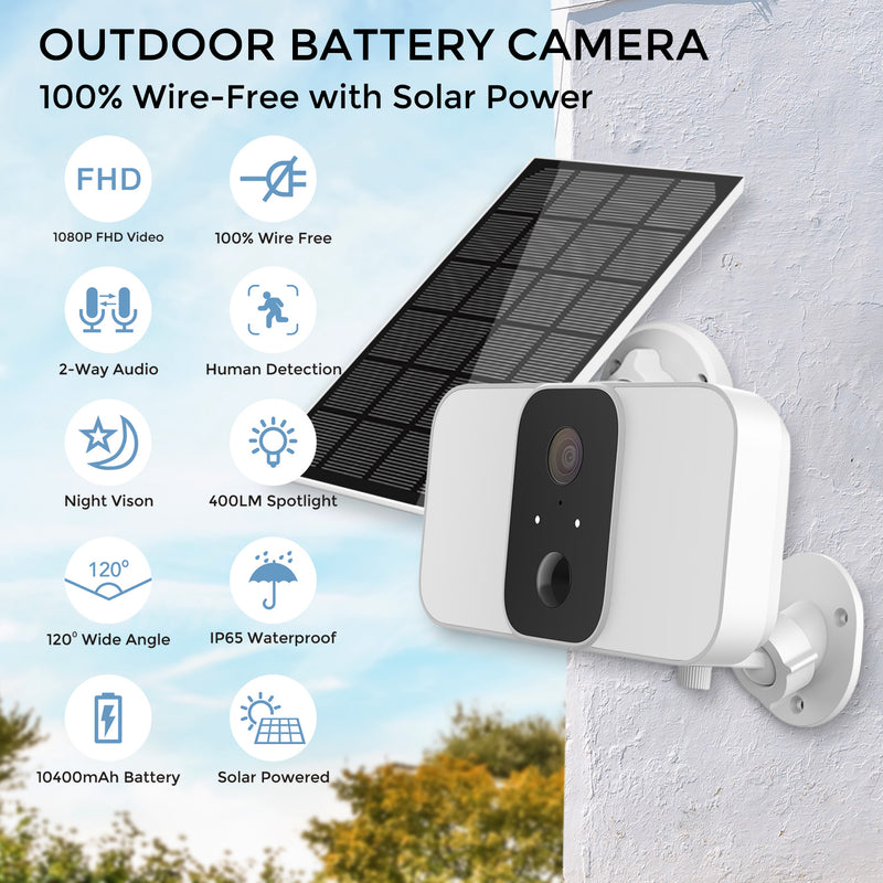 Eco4life 4PC Battery Cam, IP Camera, Solar Spotlight Camera & Video Doorbell Cam Bundle