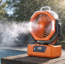 20000mAh Rechargeable Camping Fan with Mist, Portable Battery Powered Fan with LED Light, Remote Control, Oscillation, USB Output & Sleep Timer for Outdoor, RV, Emergency Use