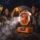20000mAh Rechargeable Camping Fan with Mist, Portable Battery Powered Fan with LED Light, Remote Control, Oscillation, USB Output & Sleep Timer for Outdoor, RV, Emergency Use
