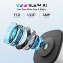 eco4life 3MP 2K Window Security Camera, Indoor WiFi Camera with Color Night Vision, Person Detection, Auto-Focus, 24/7 Recording, 2.4GHz/5GHz, Works with Alexa & Google Home
