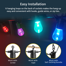 Smart Outdoor Patio Lights – 48FT string length , 15 Smart RGB LED bulbs - LBS800