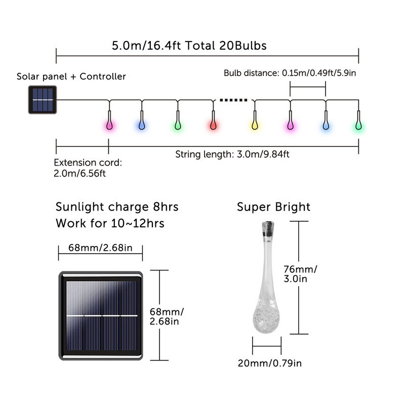 Solar Water Drop String Light – WDSL020