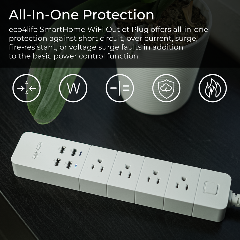 Smart Power Strip, WiFi Smart Plug Surge Protector with 4 Individually  Controlled Smart Outlets and 4 USB Ports Works with Alexa and Google Home